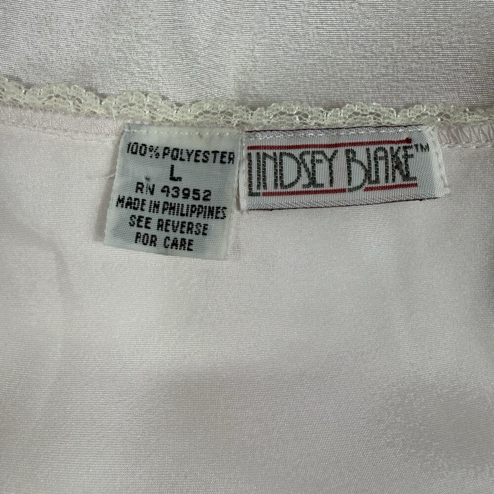 Vintage Lindsey Blake Pink Camisole Large Satin Lace Floral Embroidery Beaded - Picture 10 of 11